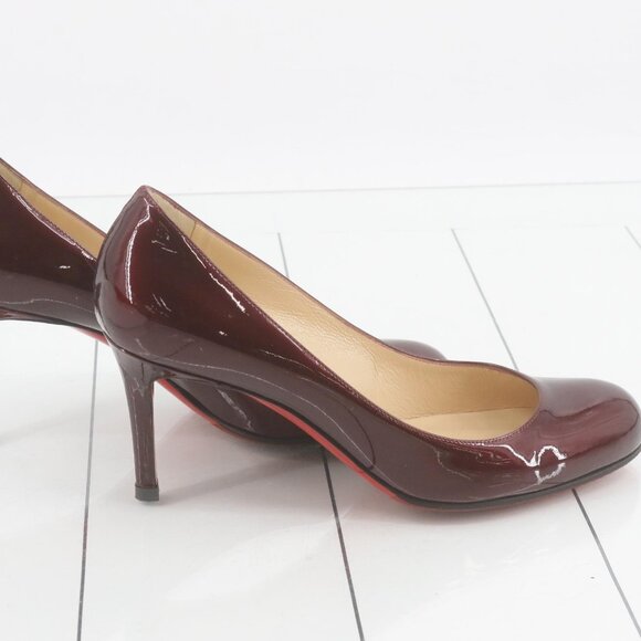 Christian Louboutin Burgundy Metallic Simple Pumps Size 37 - Picture 1 of 10
